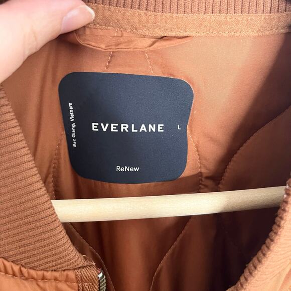 Everlane The Renew Long Lined Quilted Puffer Jacket Womens Large Rust Orange - Picture 7 of 15